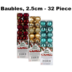 Christmas Tree Polished Décor Balls, 32 Piece, 25mm